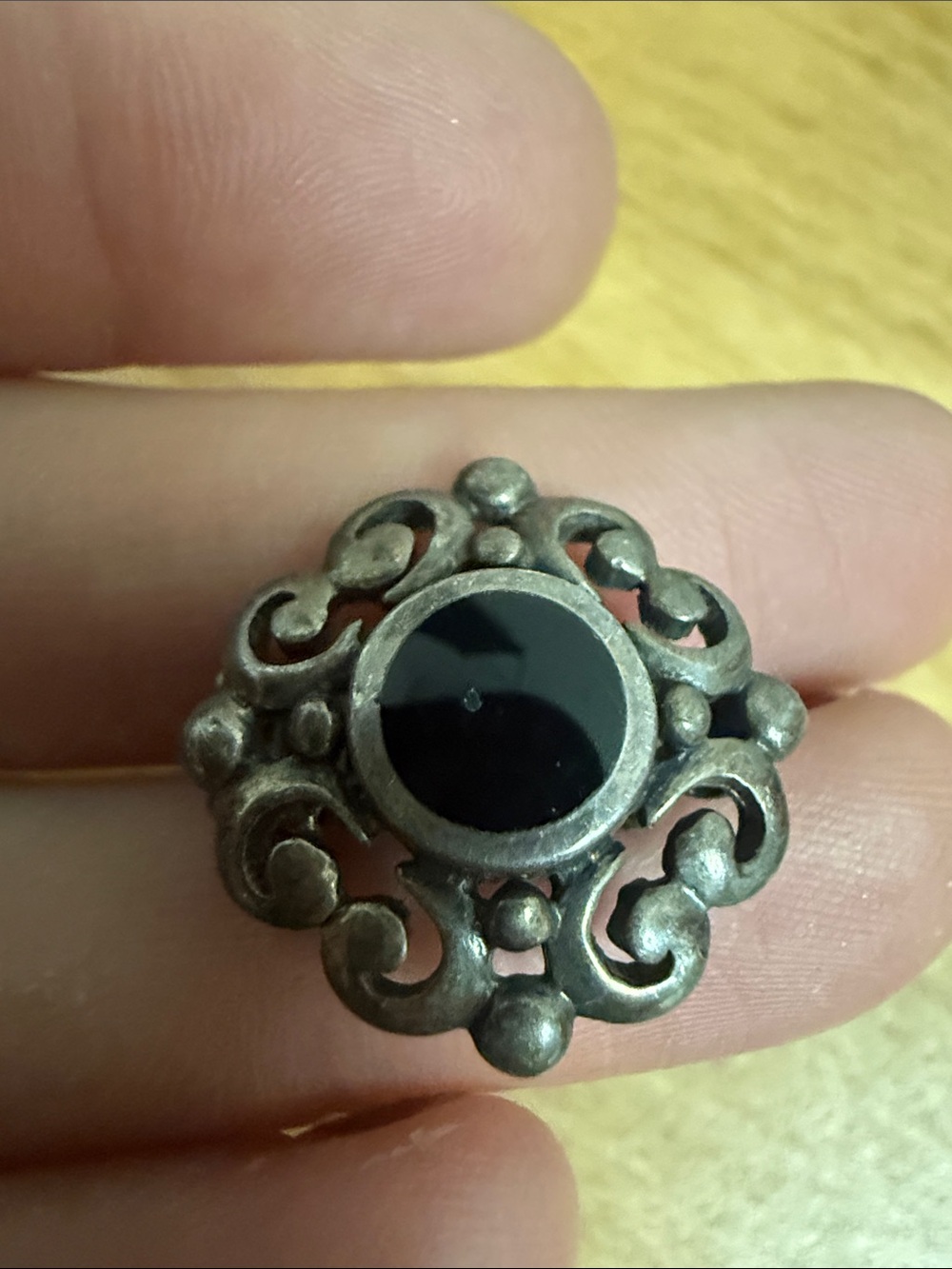 925 silver stud earrings swirl with black cabochon clippies clip on - Picture 3 of 5